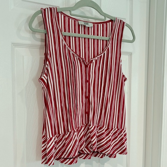 Vintage America Blues Striped Red White Tank Top Shirt Women Sz L Casual - Picture 3 of 11
